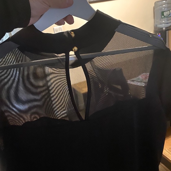 Black Hi-Lo dress with mesh top - Picture 4 of 4